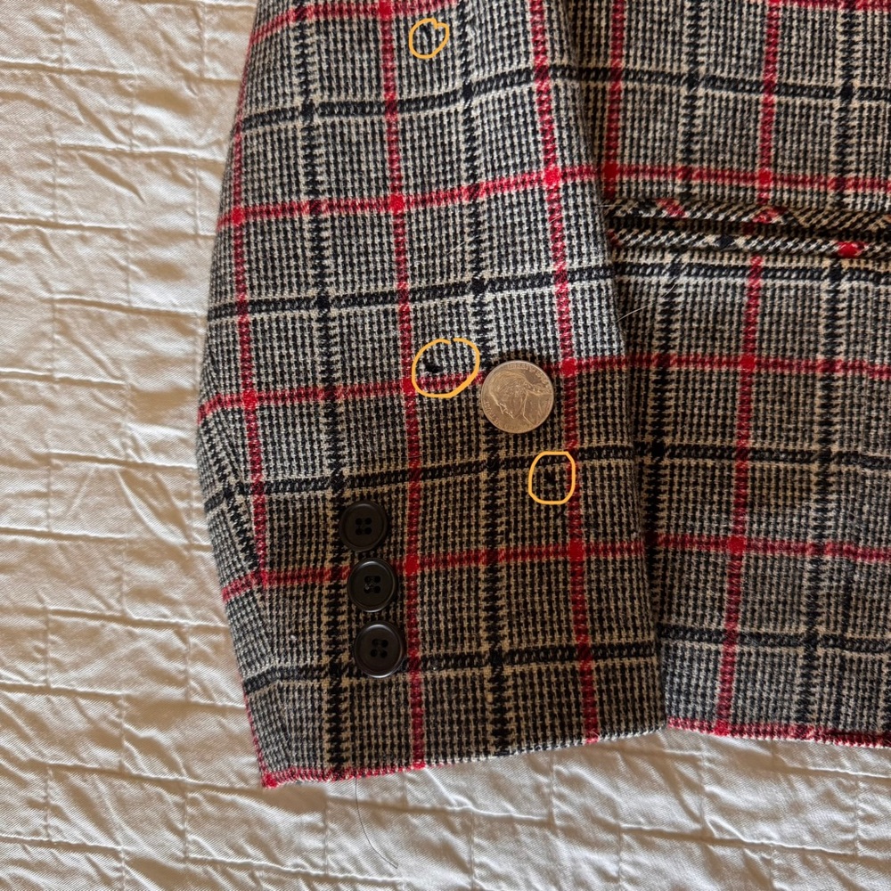 Pendleton Wool Plaid Vintage Blazer with Red Accents Womens 10 - Picture 6 of 9
